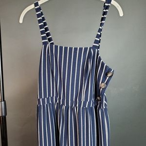 Striped overall jumpsuit